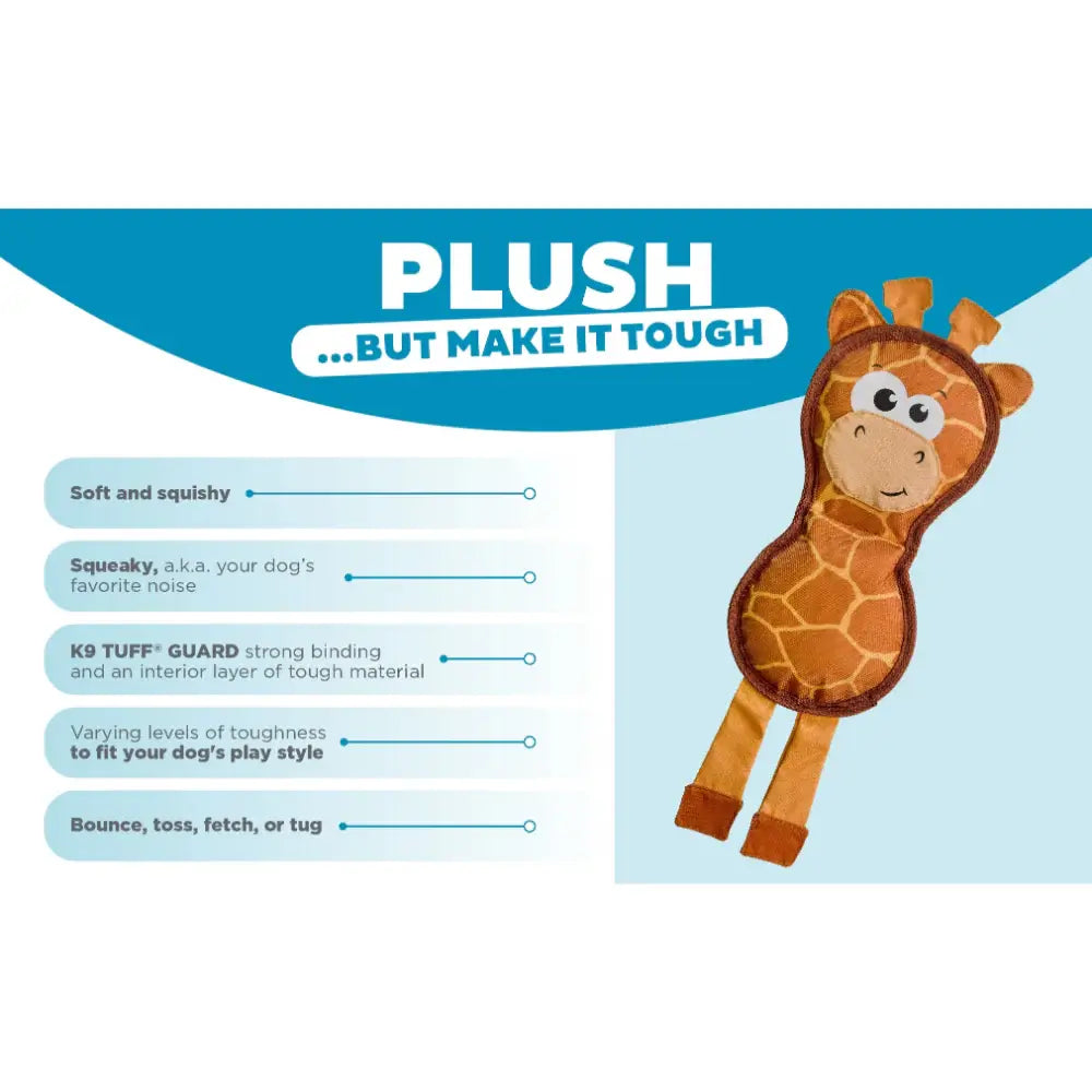 Fire Biterz Giraffe Dog Toy features plush design, tough materials, and squeaky fun for dogs.