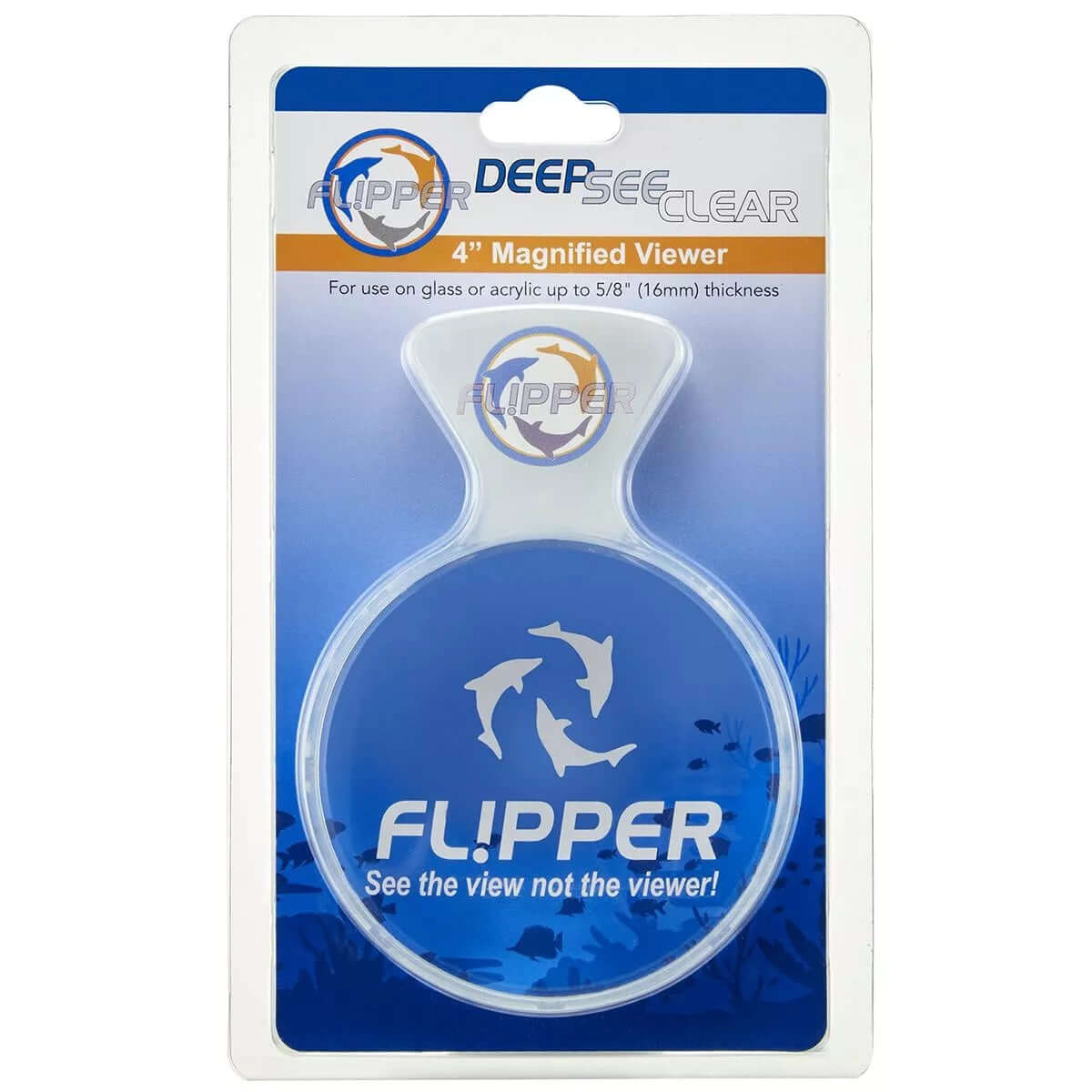 Flipper DeepSee Clear 4" Magnified Viewer packaging for aquarium photography and pest checks.