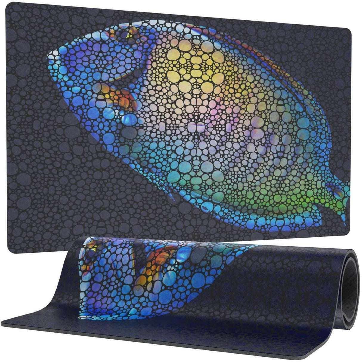 Colorful Flipper Tang Anti-Fatigue Floor Mat featuring original fish artwork on a non-slip, waterproof surface.