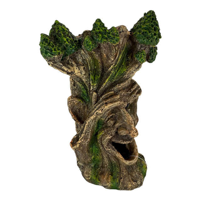 Hands Up Tree Monster Aquarium Ornament with a whimsical tree face and vibrant green foliage.