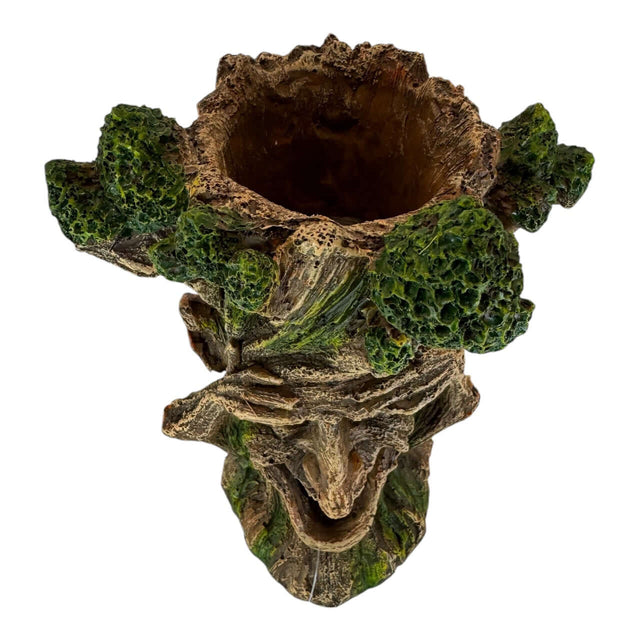 Hands Up Tree Monster Aquarium Ornament with intricate bark texture and vibrant green foliage, perfect for aquariums.