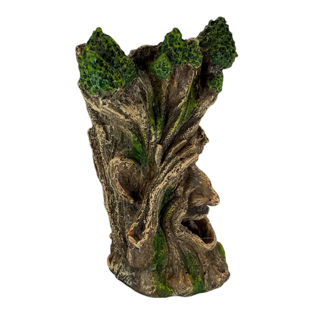 Hands Up Tree Monster Aquarium Ornament with tree-like face and textured bark design, perfect for aquatic decor.