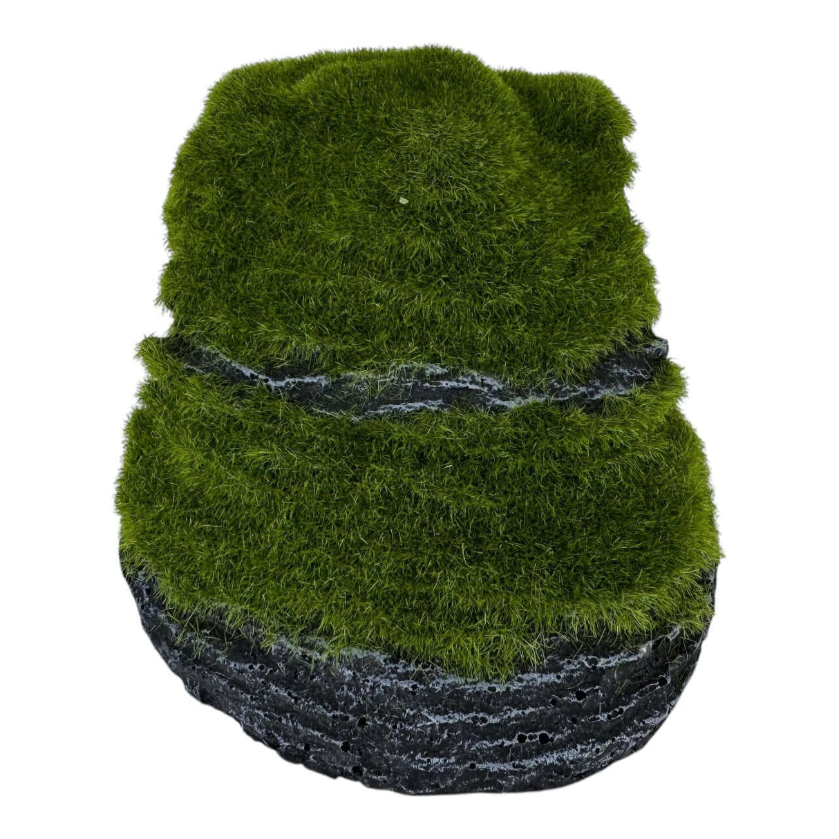 Hill slope ornament covered in vibrant green moss for aquariums and terrariums, adding natural beauty and realism.