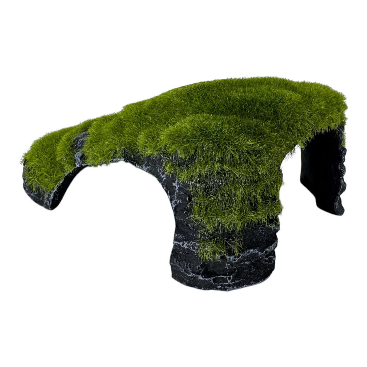 Hill slope aquarium ornament with lush green moss for realistic aquatic landscapes.