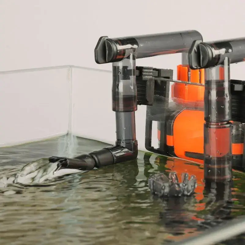 Hygger Hang on Back Canister Filter with multiple outlets for versatile filtration in freshwater and saltwater tanks.