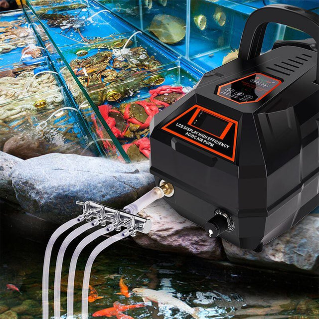 Hygger Portable Air Pump Kit in action with multiple air stones providing oxygen to aquarium water.