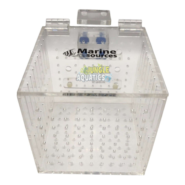 Marine Sources Fish Isolation Box for aquatic environments, transparent design with ventilation for optimal fish care.