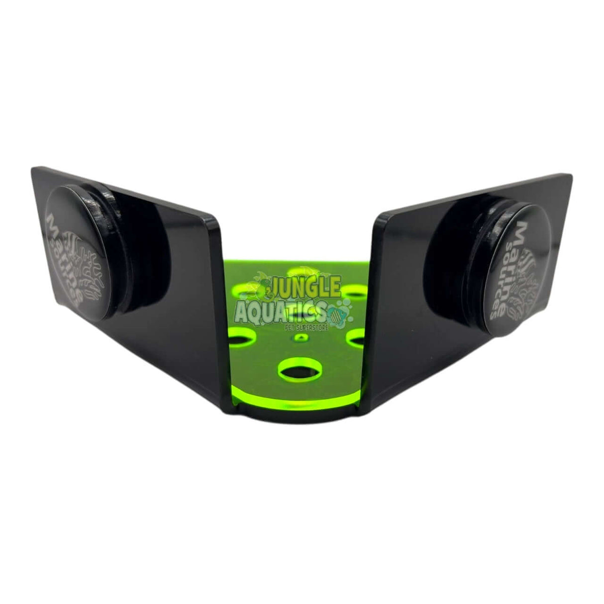 Marine Sources Magnetic Fluorescent Coral Bracket CRB-M-G13 in black and green design, ideal for SPS frag plugs.