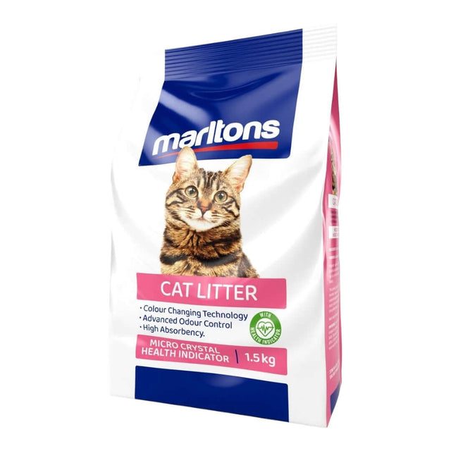 Marltons Micro Crystal Cat Litter 1.5kg with health indicator, absorbent, advanced odour control, color changing technology