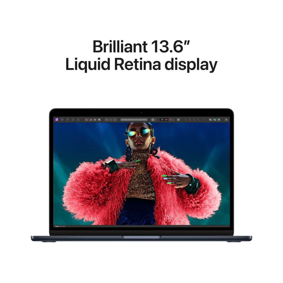 Brilliant 13.6 inch Liquid Retina display on Pre-owned Apple MacBook Air 13inch M3 Chip 8 core CPU 10 core GPU, 16GB, 512GB SSD - Midnight
