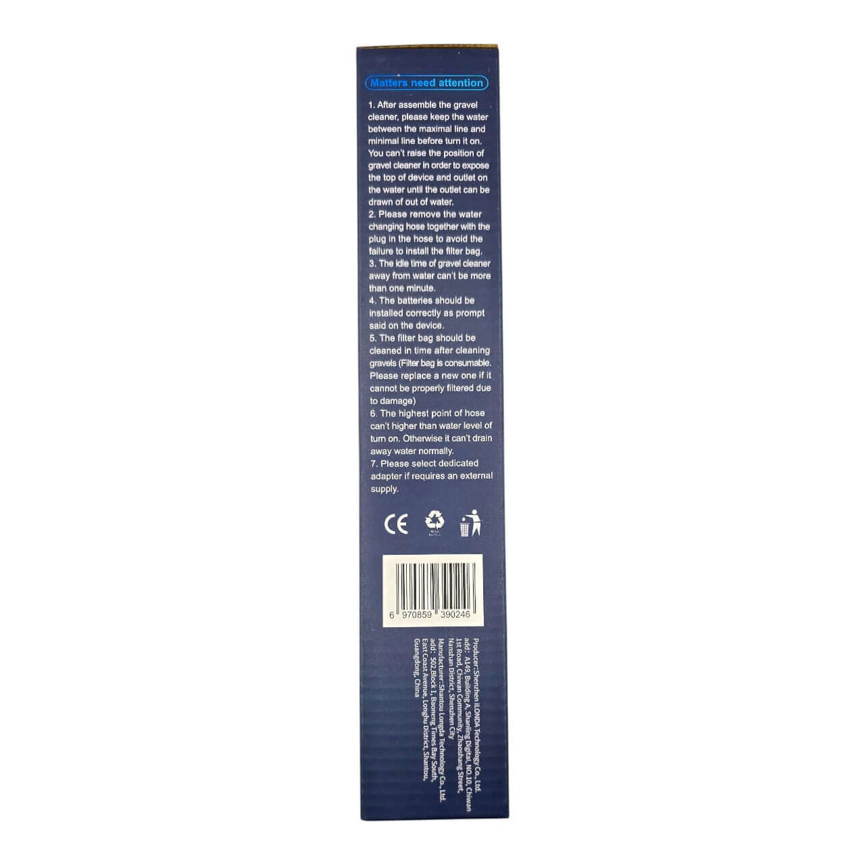 Instructions for Mini Aquarium Electric Gravel Cleaner showing assembly and usage steps.