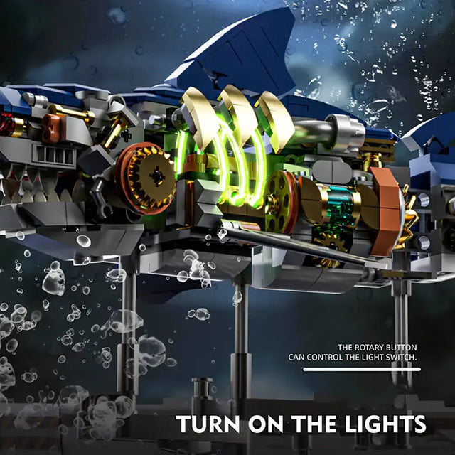 MJI Machinery Shark 13054 showing detailed construction with light control mechanism and underwater elements.