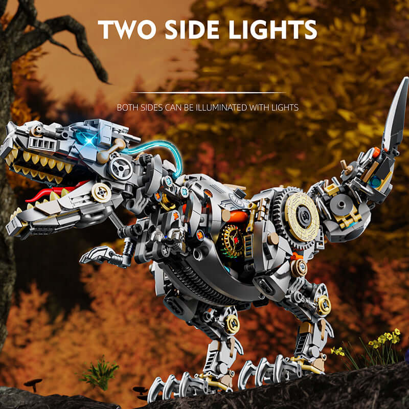 MJI Mechanical Dinosaurs 13087 featuring dual side lights illuminating the detailed robotic dinosaur model.
