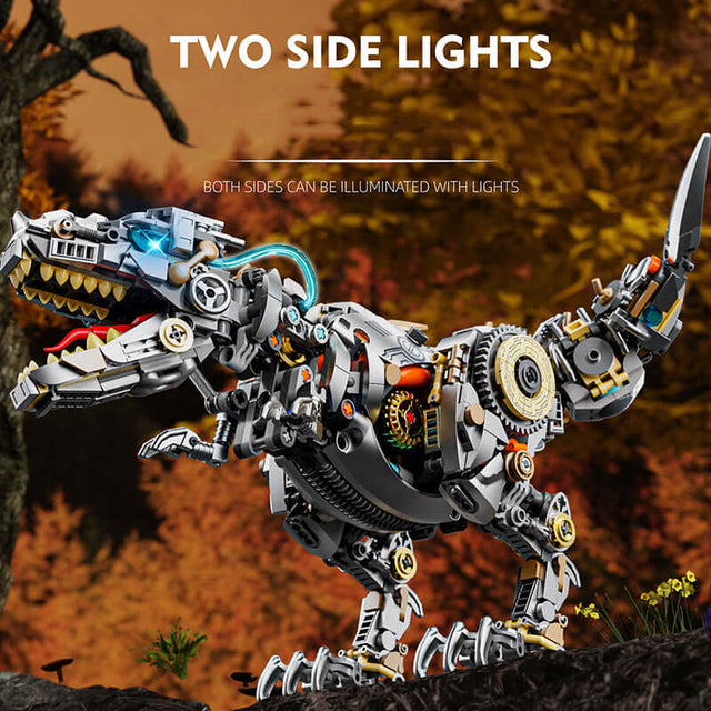 MJI Mechanical Dinosaurs 13087 featuring dual side lights illuminating the detailed robotic dinosaur model.
