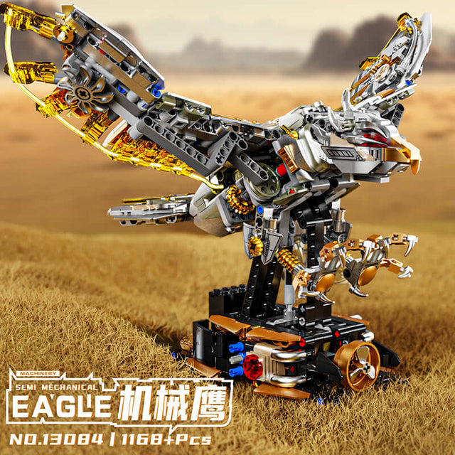 MJI Mechanical Eagle 13084 assembled from building blocks featuring precise fit and smooth edges.