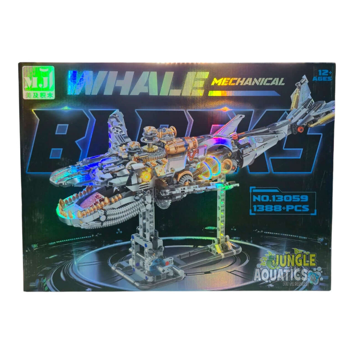 MJI Mechanical Whale 13059 building blocks set, 1388 pieces, boxed packaging for creative projects.