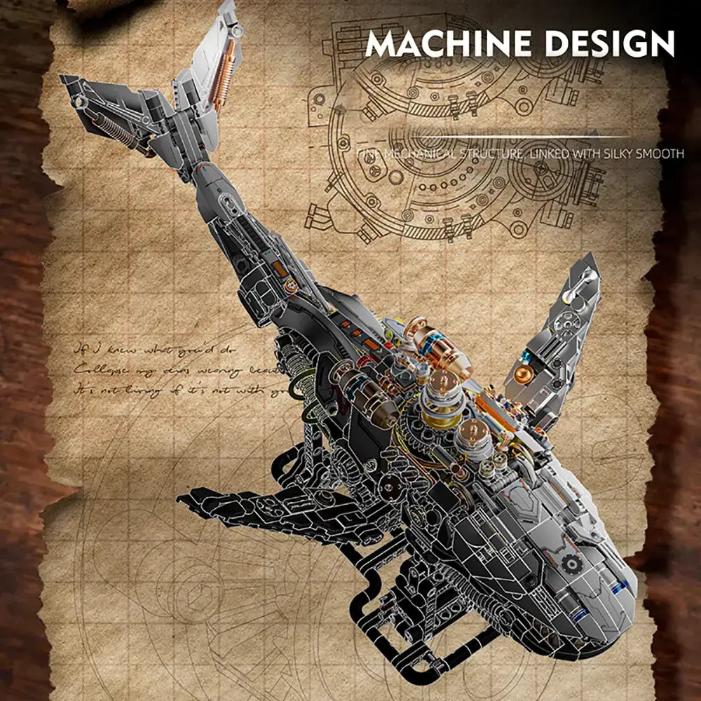 MJI Mechanical Whale 13059 built with detailed machine design and precise building blocks.