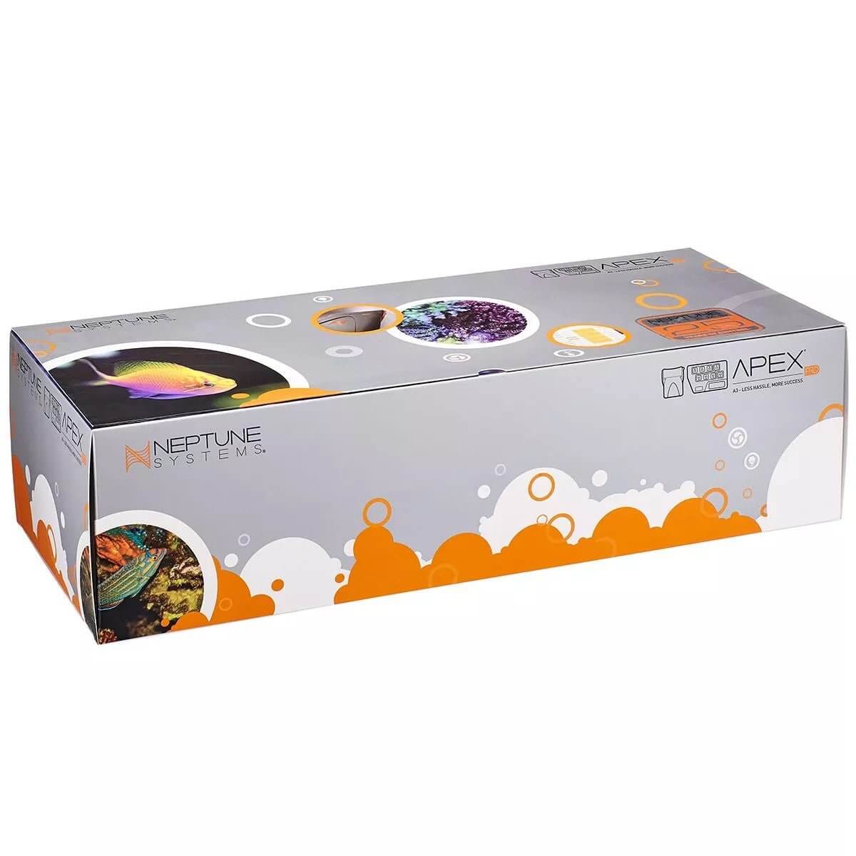 Neptune A3 Apex Pro Aquarium Controller System packaging box design featuring vibrant colors and aquatic imagery.