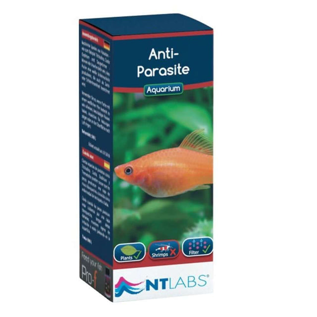 NT Labs Anti-Parasite treatment for tropical and coldwater aquariums, safe for all fish, plants, and filter bacteria.