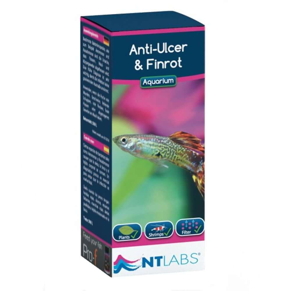 NT Labs Anti-Ulcer and Finrot aquarium treatment for bacterial infections in fish.