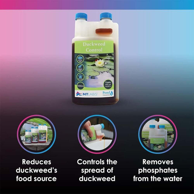 NT Labs Cristalclear Duckweed Control 250ml bottle, reduces duckweed and removes phosphates from water.