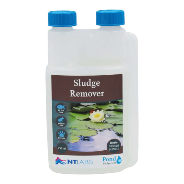 NT Labs Sludgeclear 250ml Sludge Remover for ponds, supports healthy fish and reduces sludge buildup.