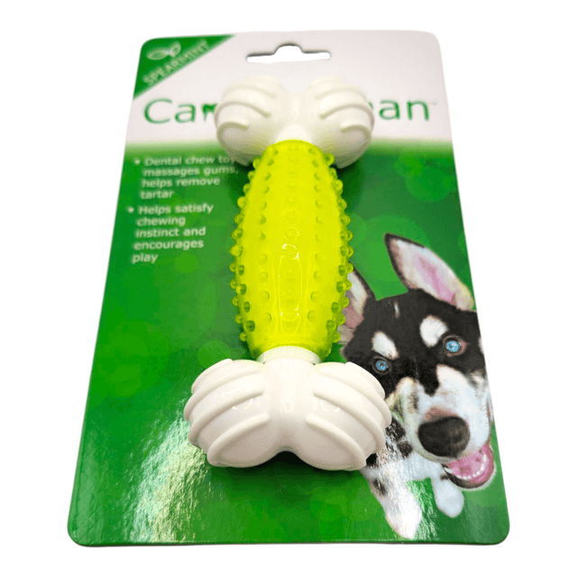 Nylon dental bone chew toy with TPR center designed for dogs, promotes oral health and removes tartar.