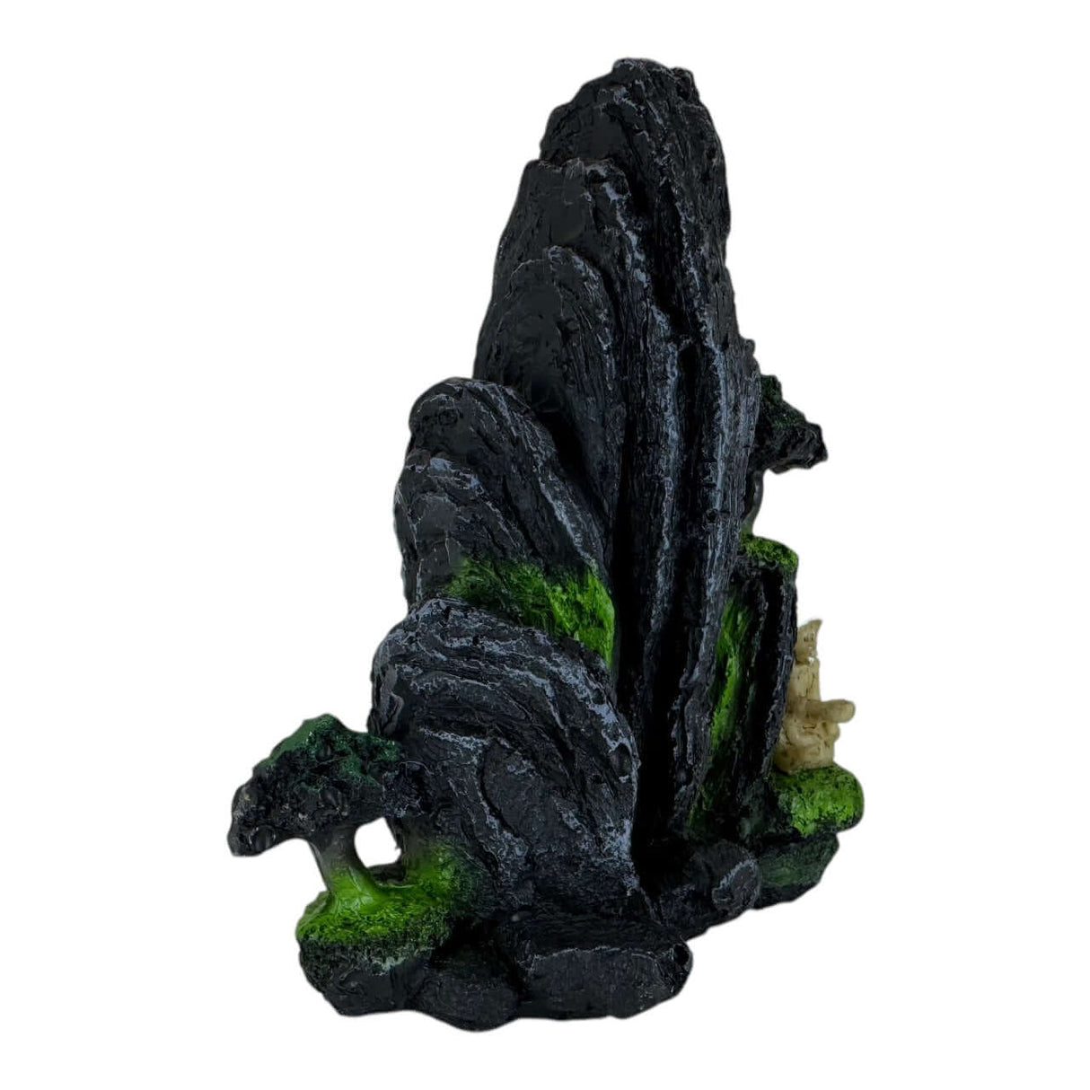 Old Man Next to Cliff Aquarium Ornament featuring realistic rock design for aquatic or terrarium habitats.