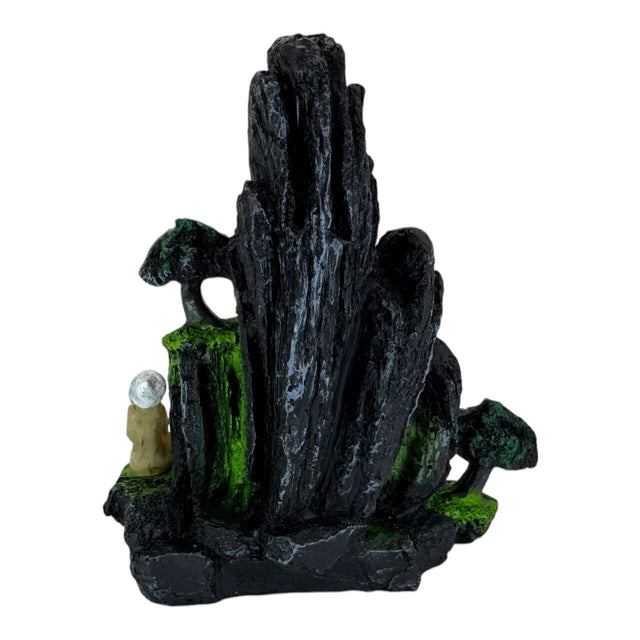 Old Man Next to Cliff Aquarium Ornament, realistic volcanic rock design for aquariums and terrariums.