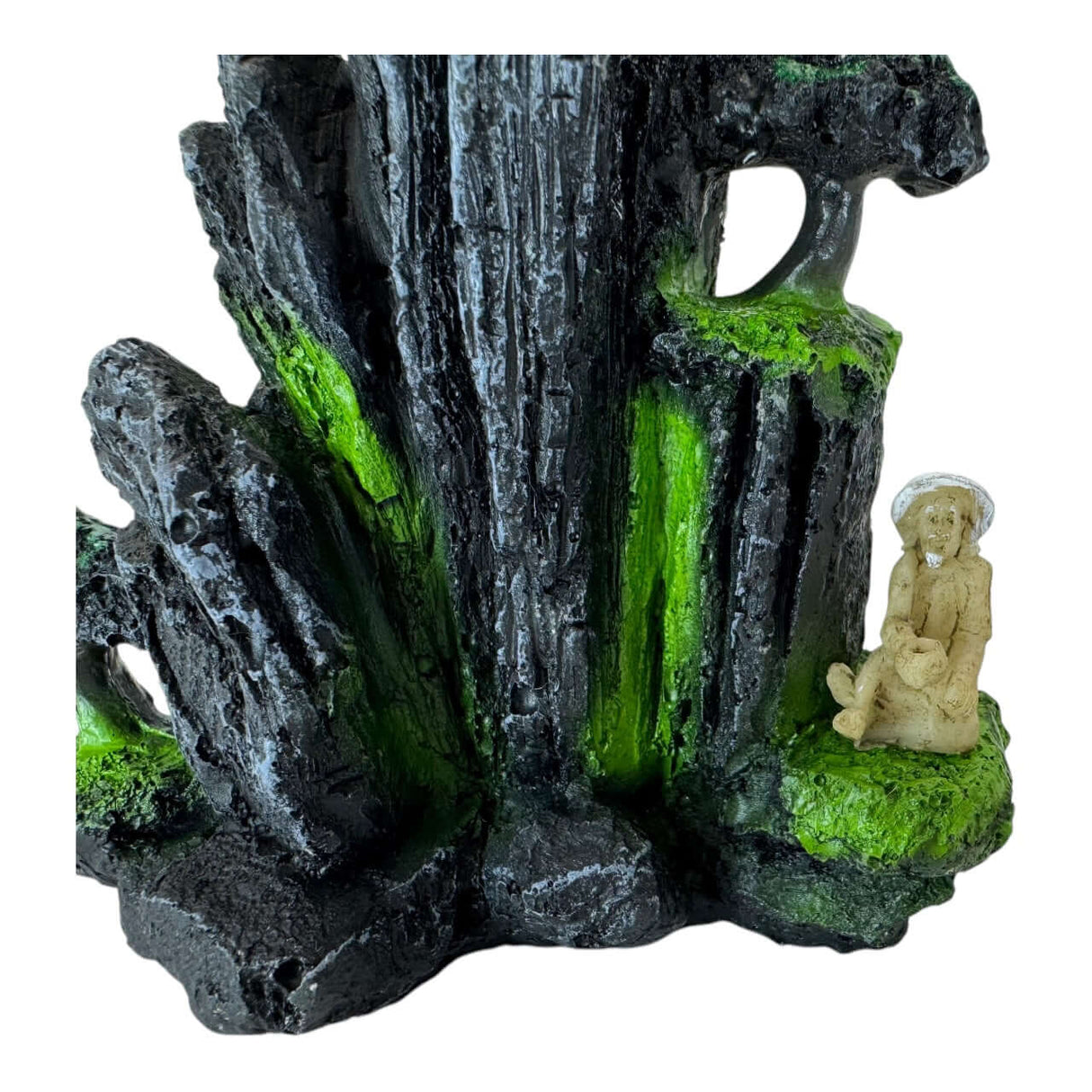 Old Man Next to Cliff Aquarium Ornament in realistic design, perfect for aquariums and terrariums.