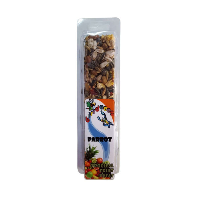 Parrot Seed Stick - Tropical Fruit with colorful packaging, a nutritious treat for birds featuring vibrant tropical flavors.