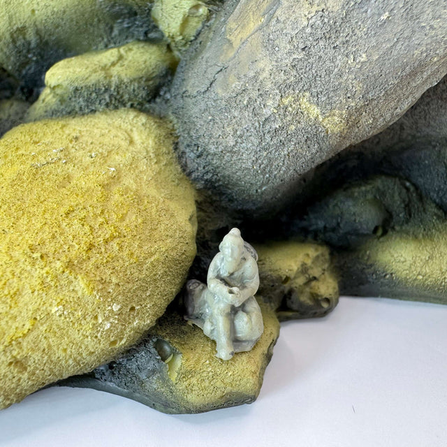 Pebble Rock Mountain Aquarium Ornament featuring realistic, textured rocks in olive-green and brown, enhancing aquatic aesthetics.