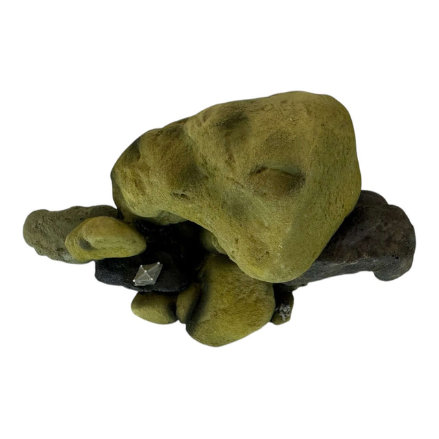 Pebble Rock Mountain Aquarium Ornament featuring realistic textures in olive-green and brown hues for aquatic decor.
