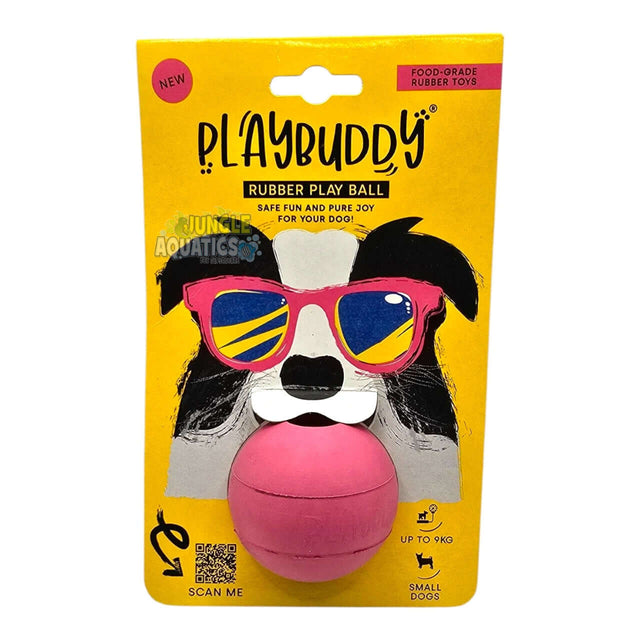 Playbuddy Rubber Ball for small dogs, safe food-grade rubber, designed for fun play and fetch games.