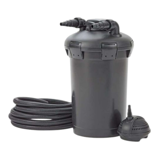 Pontec PondoPress 15000 All in One Pond Filter set with pump and hose for clean pond water.