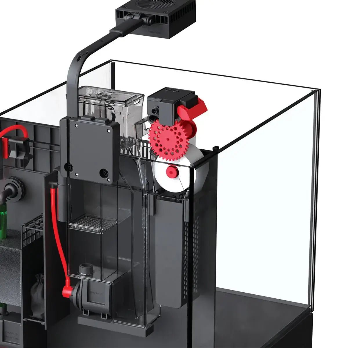 Red Sea NanoMat Fleece Roller Filter installed in a nano aquarium for efficient filtration.