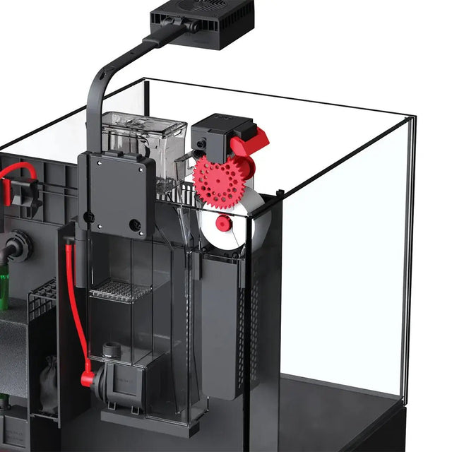 Red Sea NanoMat Fleece Roller Filter installed in a nano aquarium for efficient filtration.