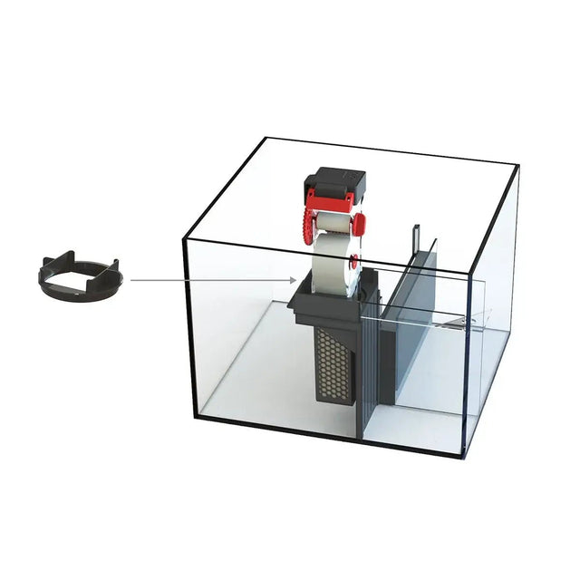 Red Sea NanoMat Fleece Roller Filter shown inside aquarium for easy installation and efficient filtration.