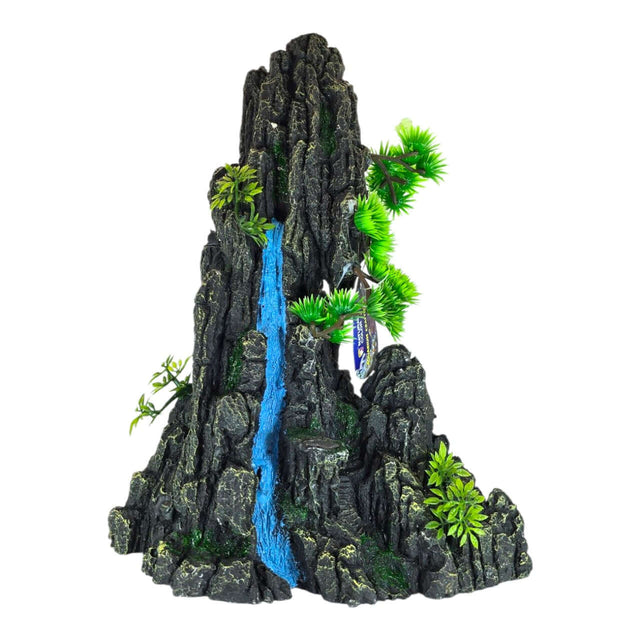 Rock with Waterfall Aquarium Ornament features a tiered rock formation and simulated waterfall, perfect for aquarium decor.