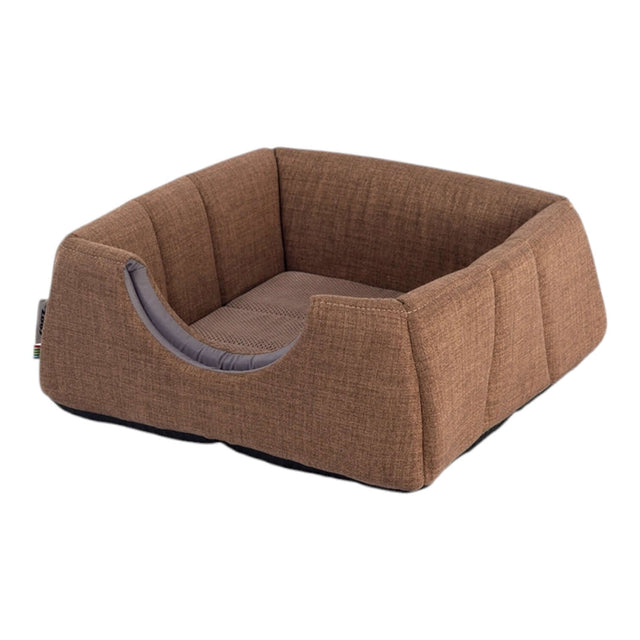 Rogz Cat Bed Pop-Up in brown, designed for ultimate pet comfort with cozy hideaway and sturdy support.