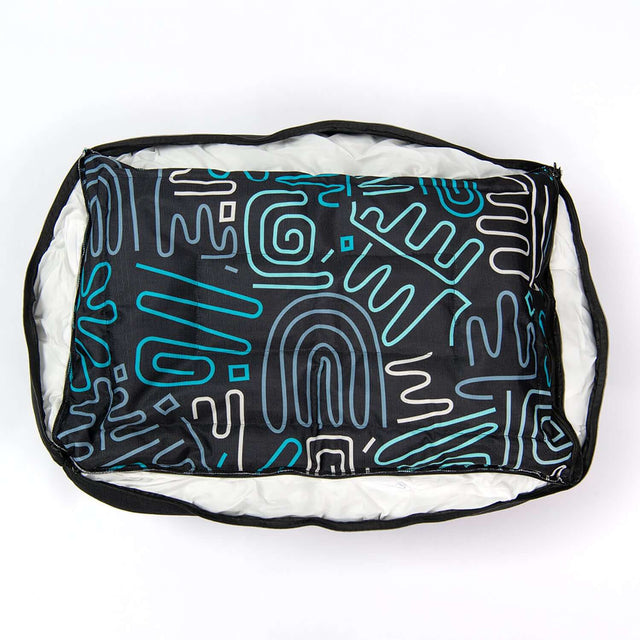 Rogz Graphix Walled Dog Bed featuring bold geometric patterns and a comfortable, water-resistant design.