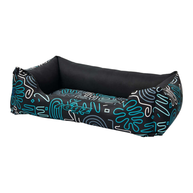 Rogz Graphix Walled Dog Bed, featuring bold patterns and durable polycotton fabric, perfect for stylish pet lounging.