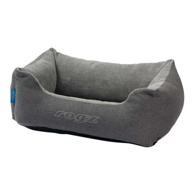 Rogz Indoor Walled Bed in gray, designed for pet comfort with a stylish look, perfect for any home decor.