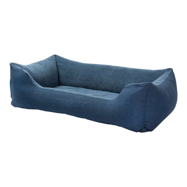 Rogz Indoor Walled Bed in navy for pets, offering cozy comfort and stylish design, perfect for any home decor.