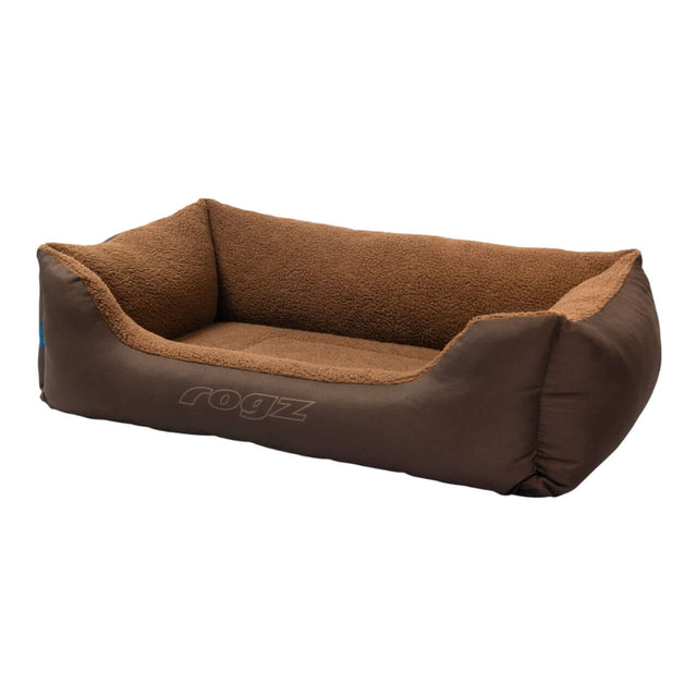 Rogz Outdoor Walled Dog Bed in brown with plush interior for comfort and support during outdoor adventures.