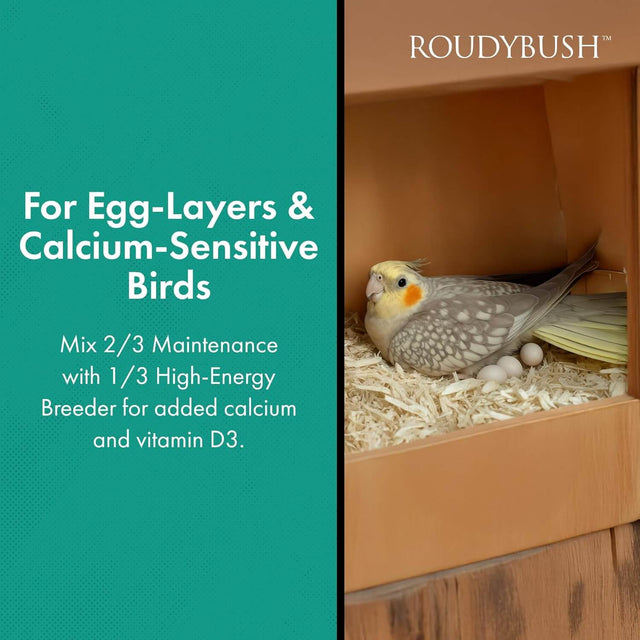 Roudybush California Blend 1.25kg for egg-layers and calcium-sensitive birds with maintenance and breeder mix.