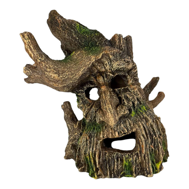 Skew Tree Monster Aquarium Ornament with gnarled trunk and humanoid face, enhancing aquatic environments.