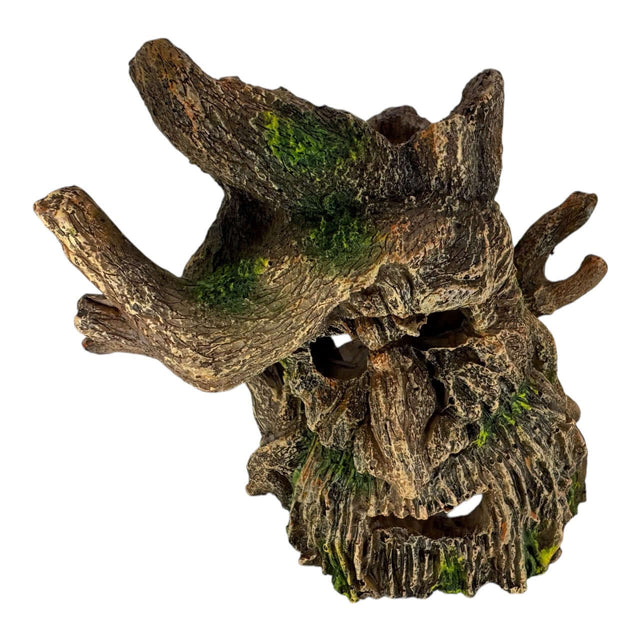 Skew Tree Monster Aquarium Ornament resembling an ancient tree trunk with a humanoid face and natural textures.
