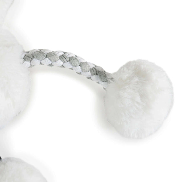 Close-up of Snoop Snowman's roped arm, featuring a textured, plush design for interactive play.