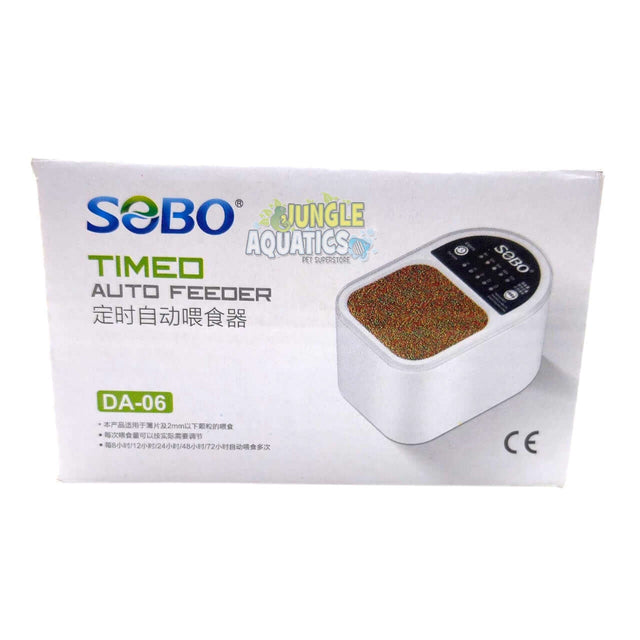 SOBO Timed Auto Fish Feeder DA-06 product packaging, designed for automatic fish feeding.